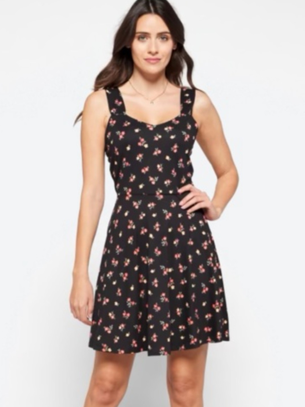 🌼B2G1🌼 French Grey Black Mini Dress with Floral Print NWOT